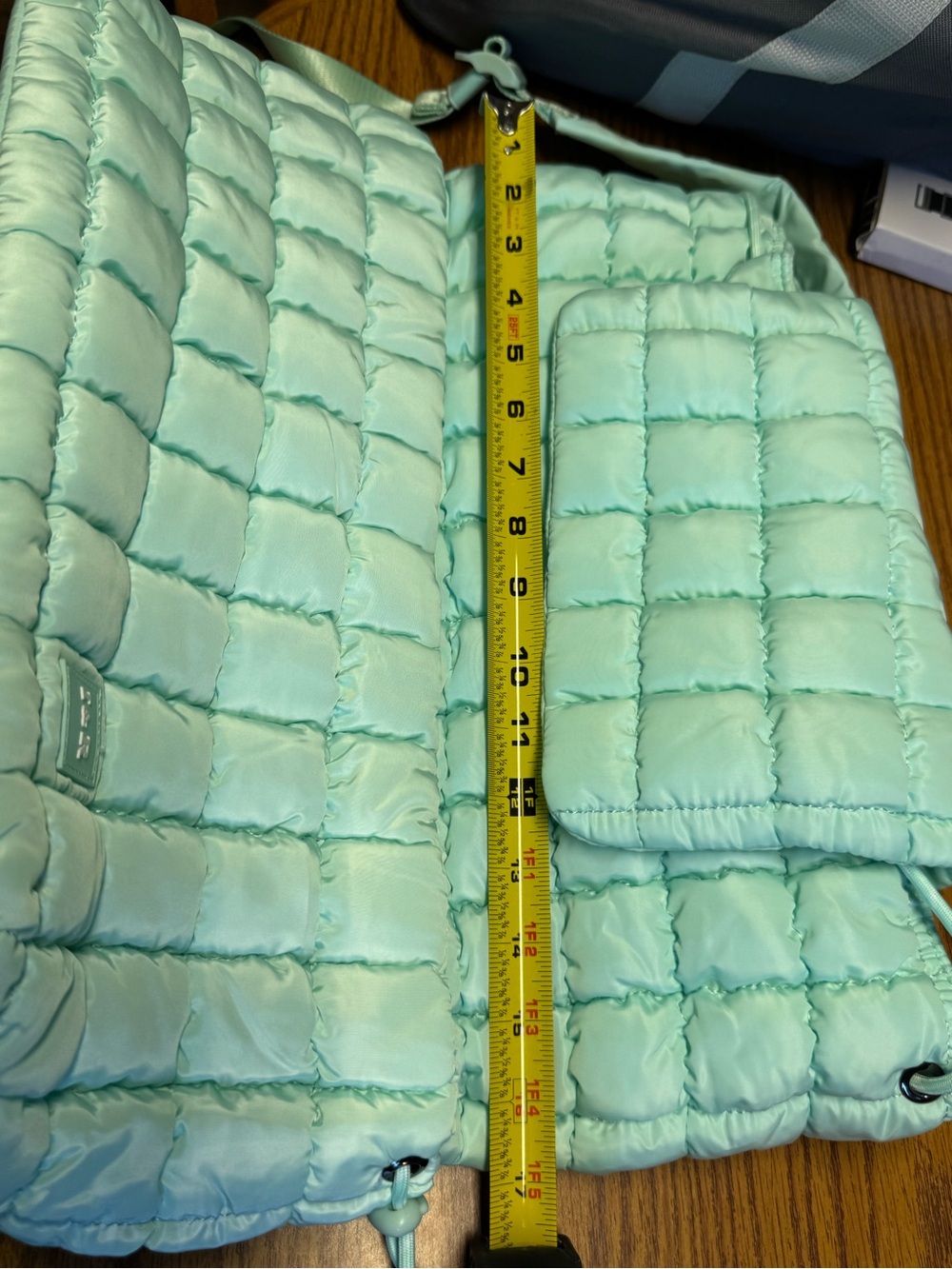 Iris Puff Backpack by Iris & Rainbow features a mint green quilted puffer design - Picture 4 of 7